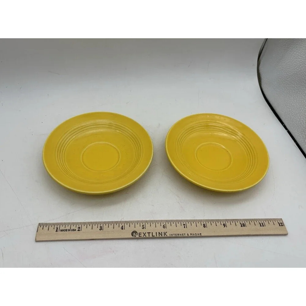 Pair Vintage Fiesta Fiestaware Sunflower Yellow Fruit Dessert Bowls USA